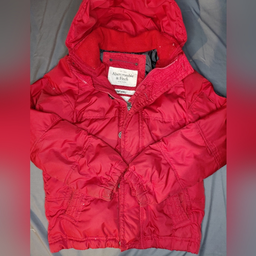 Abercrombie & Fitch ,Red Hooded Puffer Jacket Small